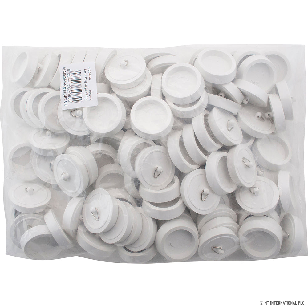 100pc Basin Plug Small White