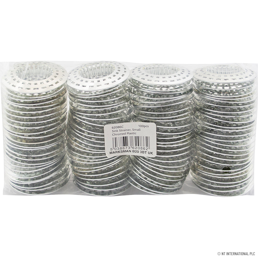100pc Sink Strainer Small Chromed Plastic