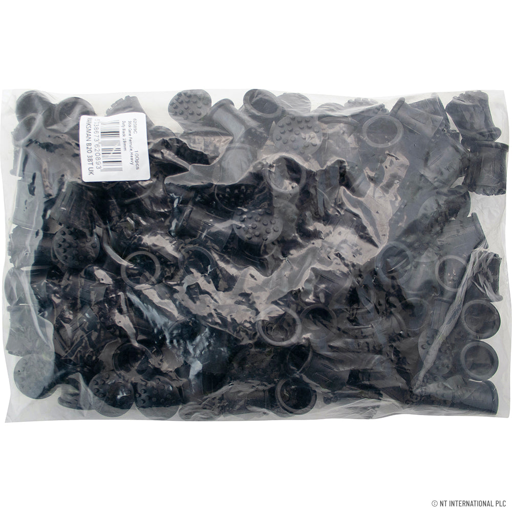 100pc 15mm Stick Cane Ferrule, Black