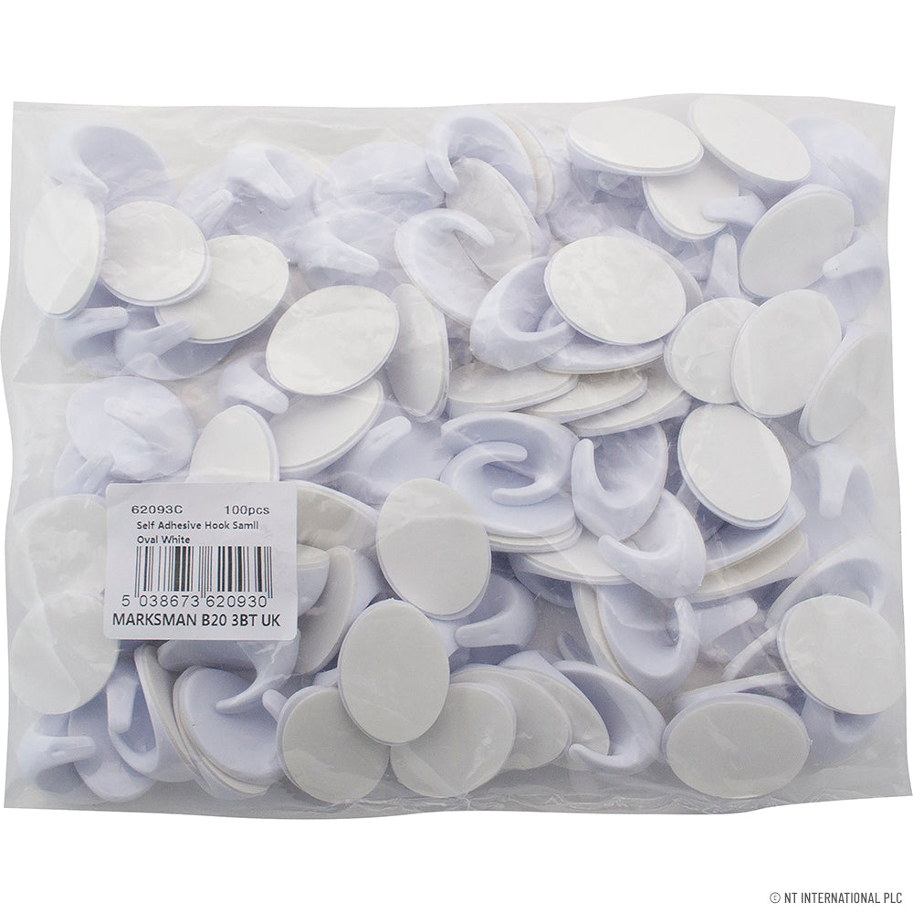 100pc Self Adhesive Hook Small Oval White