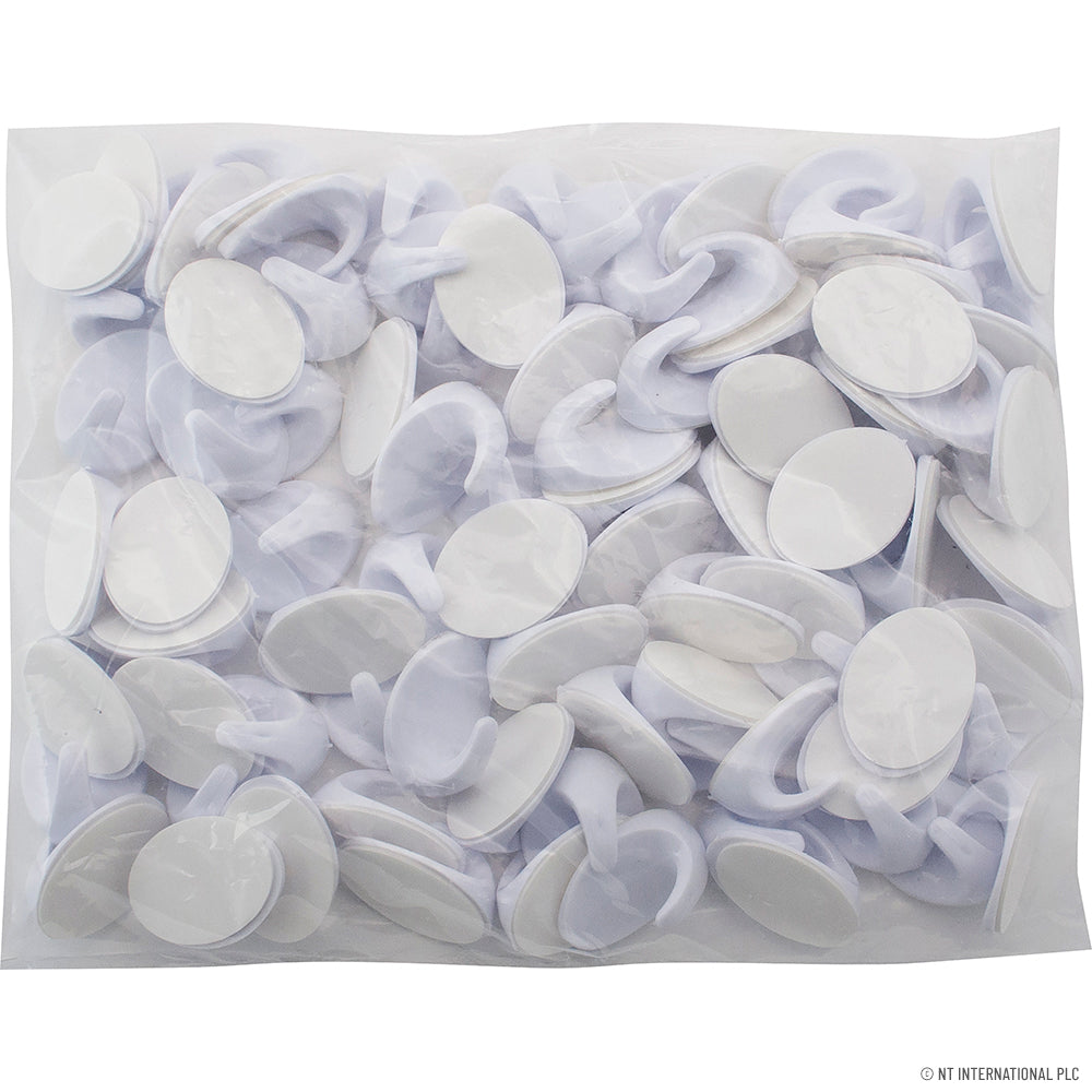 100pc Self Adhesive Hook Small Oval White