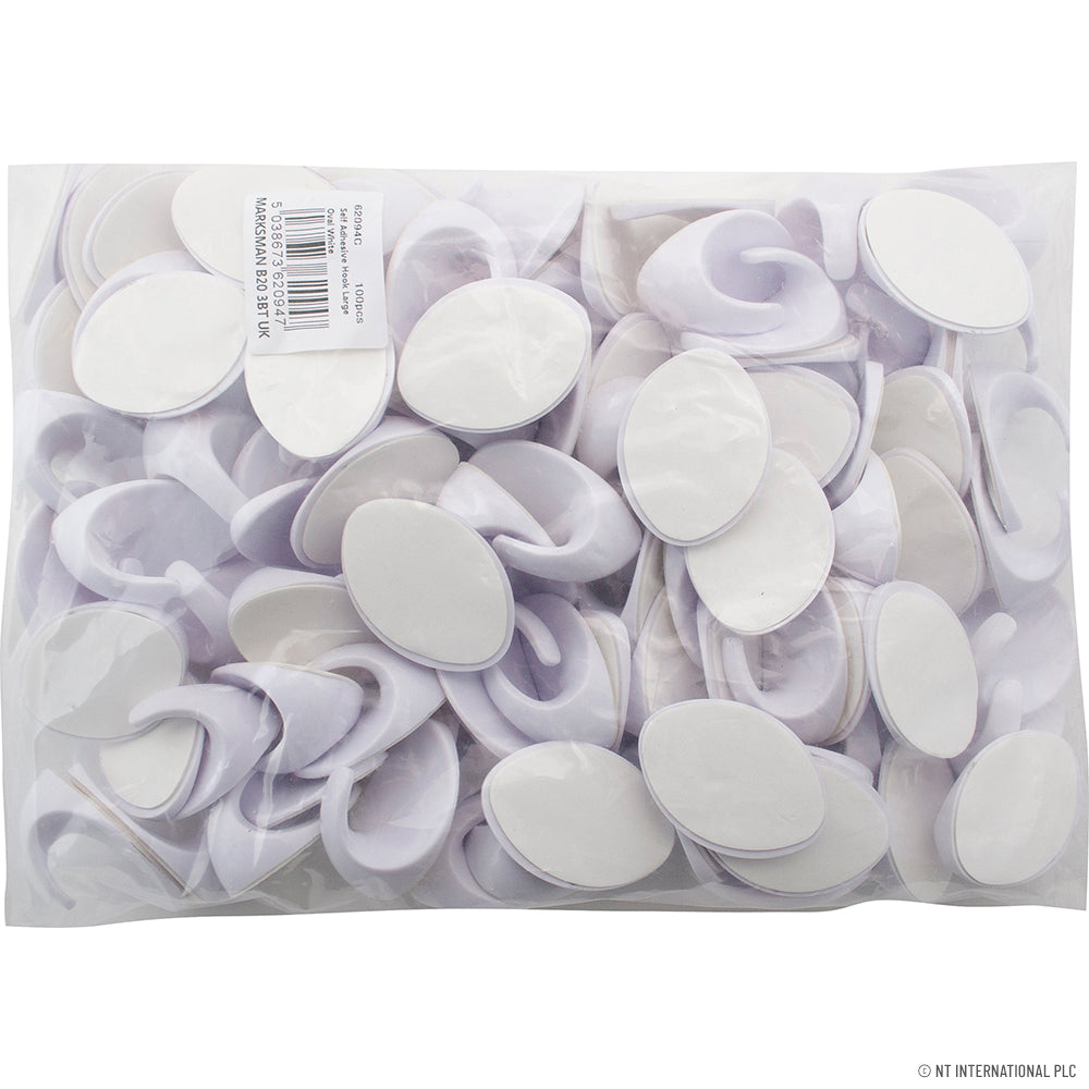 100pc Self Adhesive Hook Small Oval White