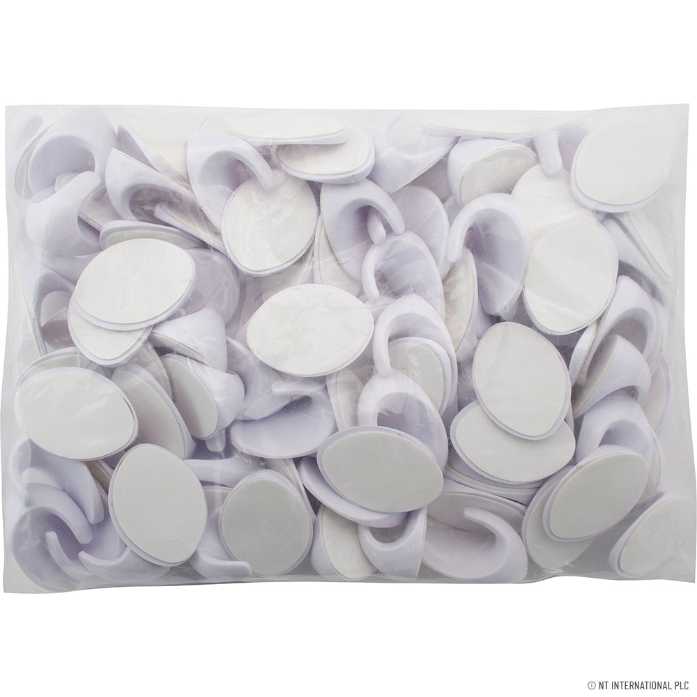 100pc Self Adhesive Hook Small Oval White