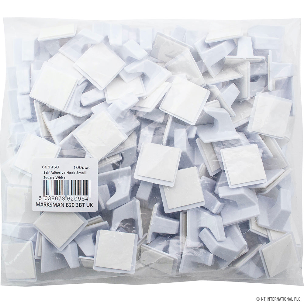 100pc Self Adhesive Hook Small Square White