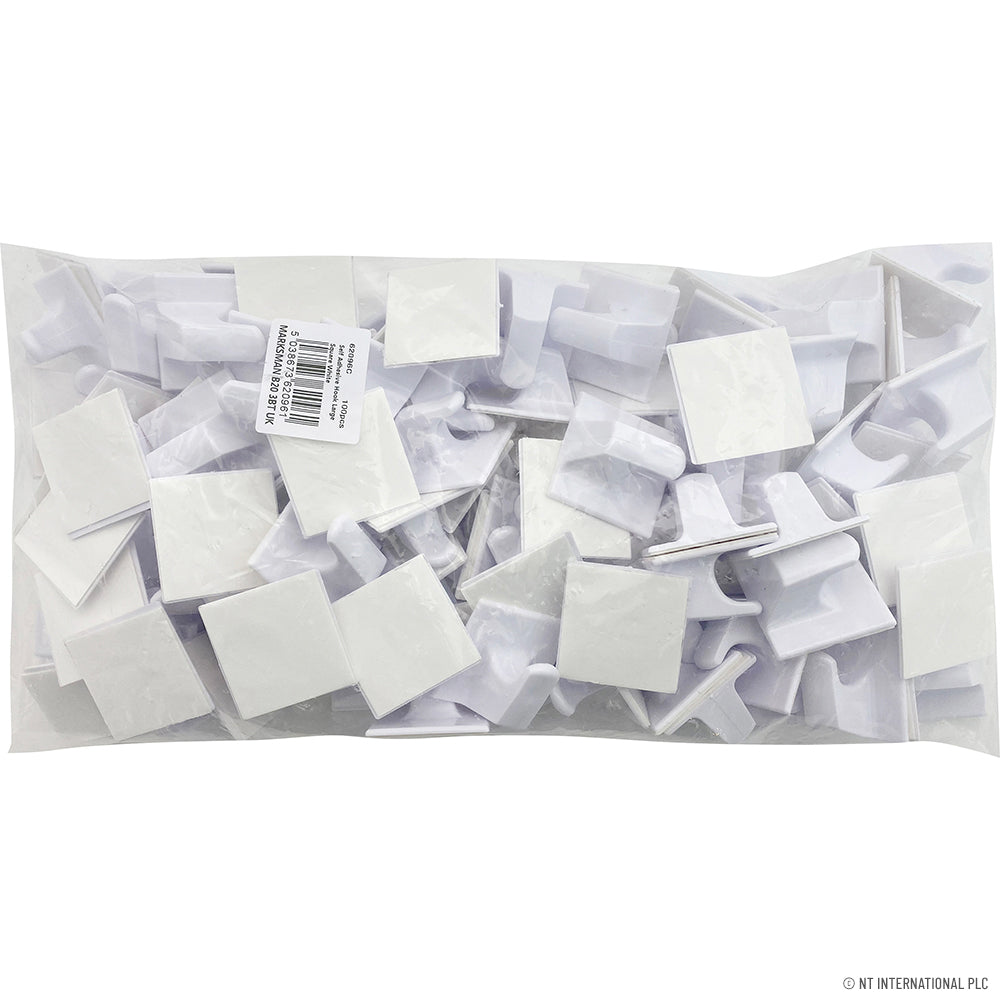 100pc Self Adhesive Hook Small Square White