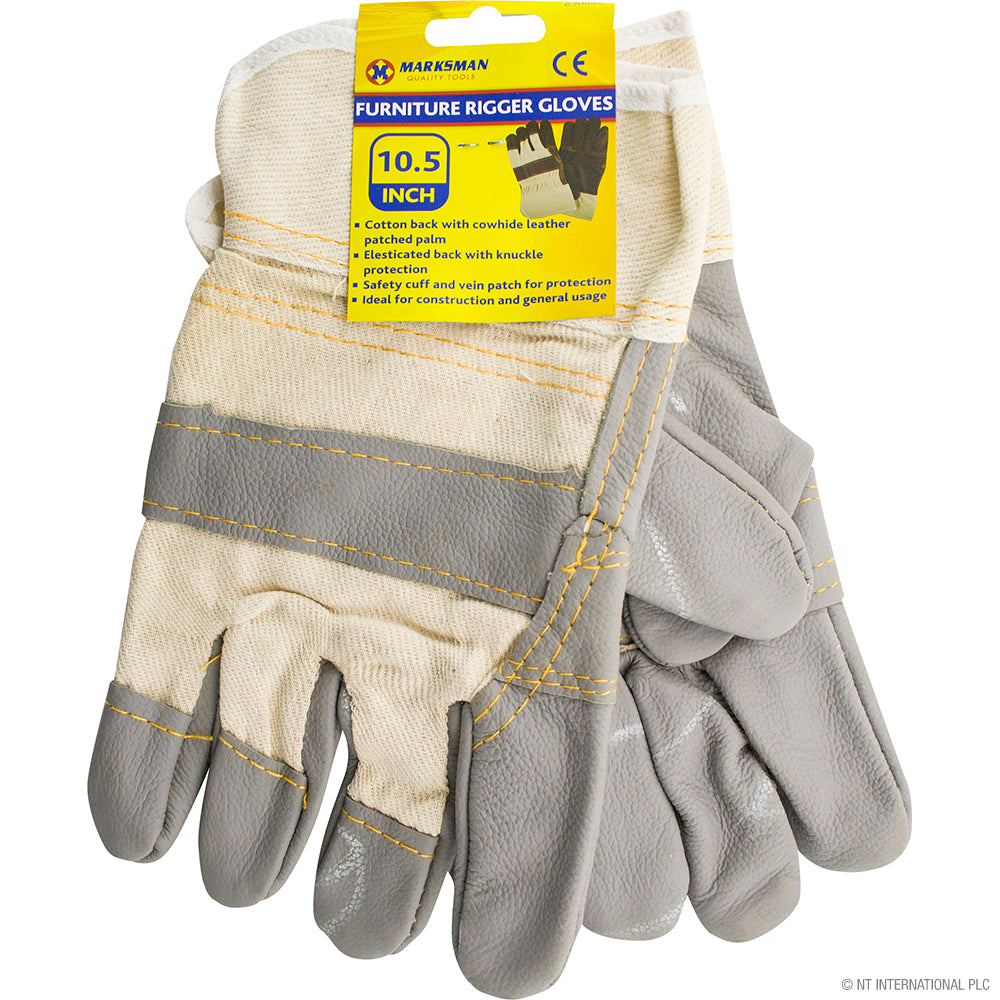 10.5" Rigger Gloves- Leather / Cotton (W)