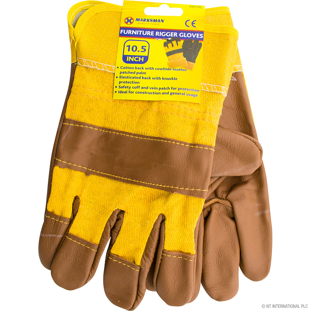 10.5" Rigger Gloves - Leather / Cotton (Y)