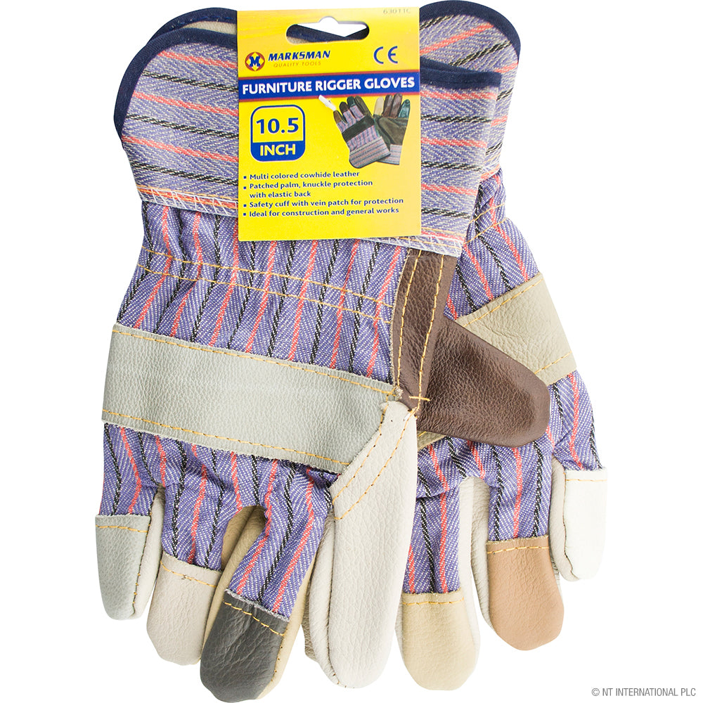 10.5" Rigger Gloves - Leather / Cotton (M)