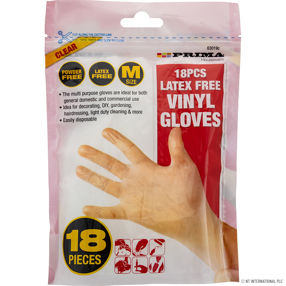 Multipurpose Winyl Gloves 18pk, Medium