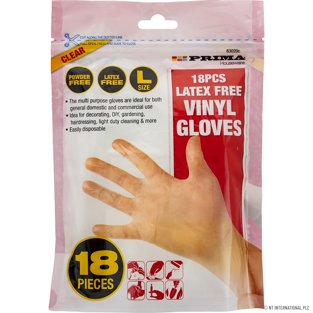 Multipurpose Vinyl Gloves, 18pk, Large