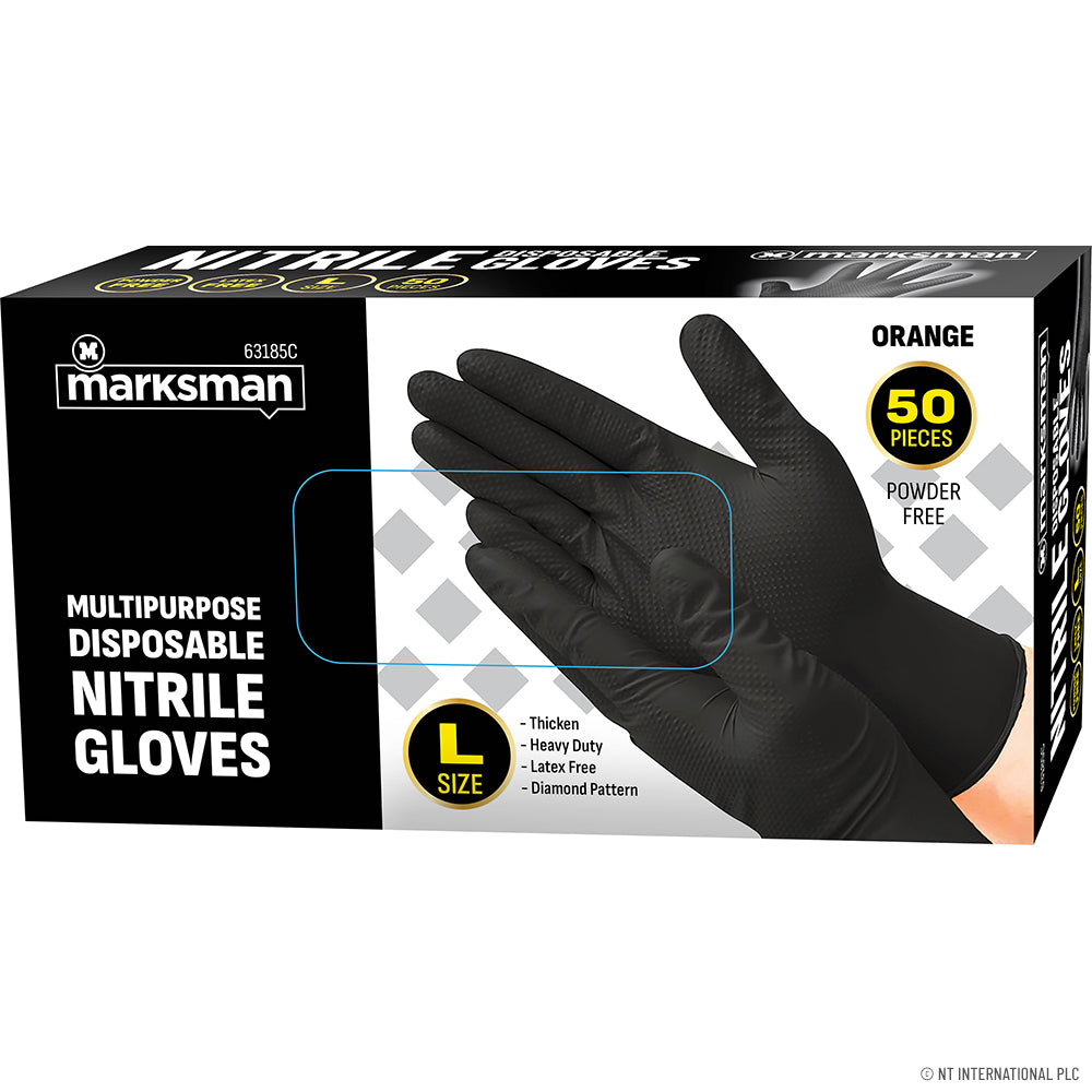 Diamond Black Nitrile Gloves Powder Free- Lar