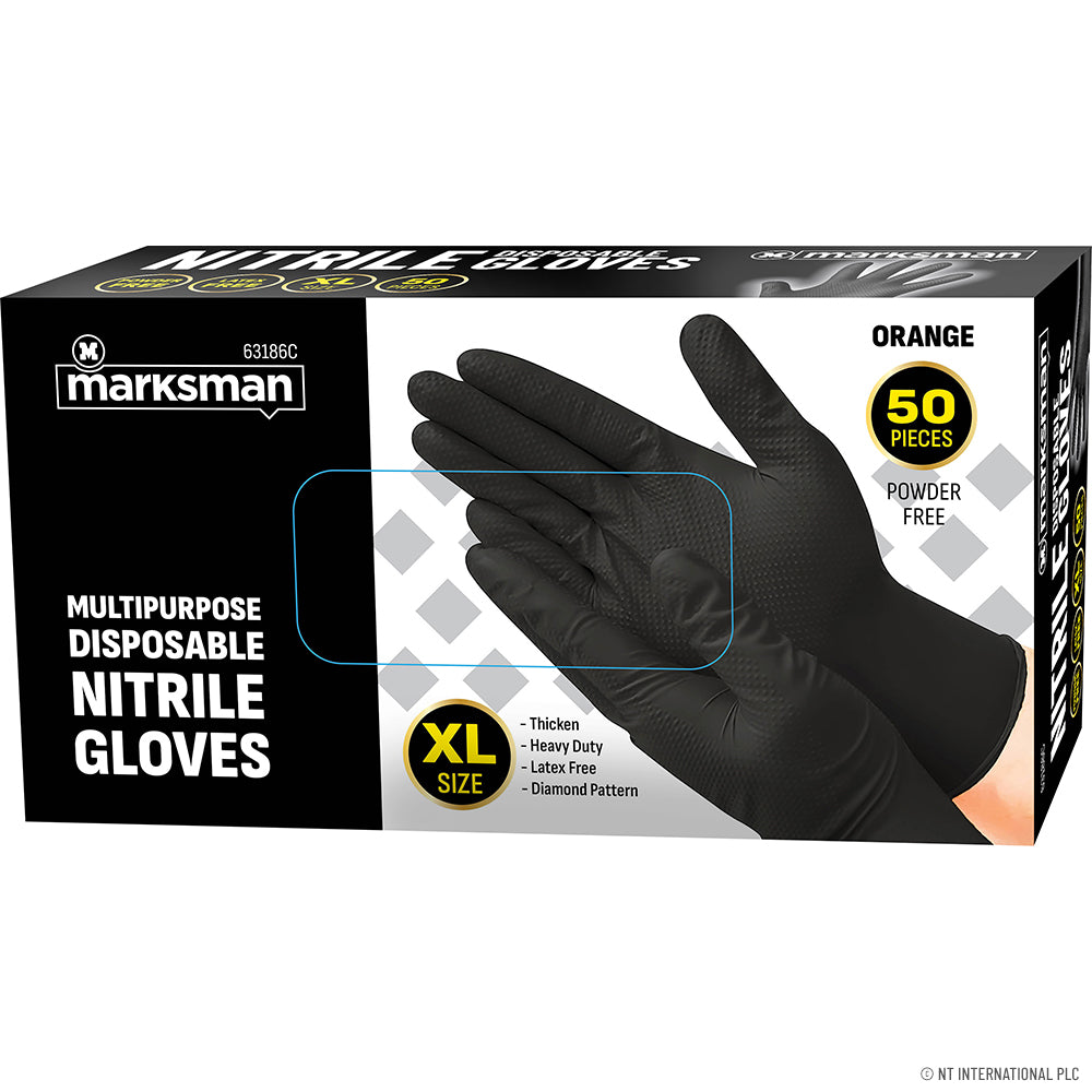 Diamond Black Nitrile Gloves Powder Free- X L