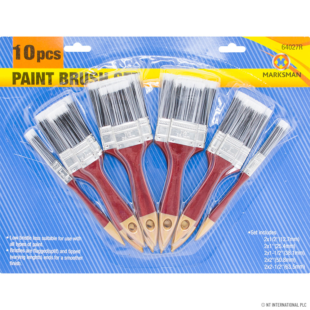 Peak Kit 10pc Paint Brush Set - Red / Gold Handle - Peak Kit