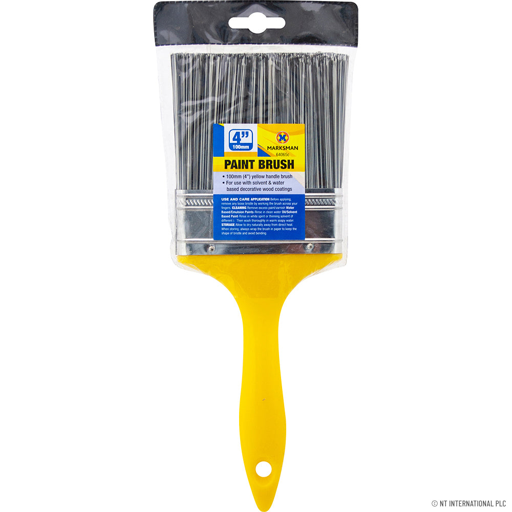 4" Paint Brush - Yellow Handle - 10cm