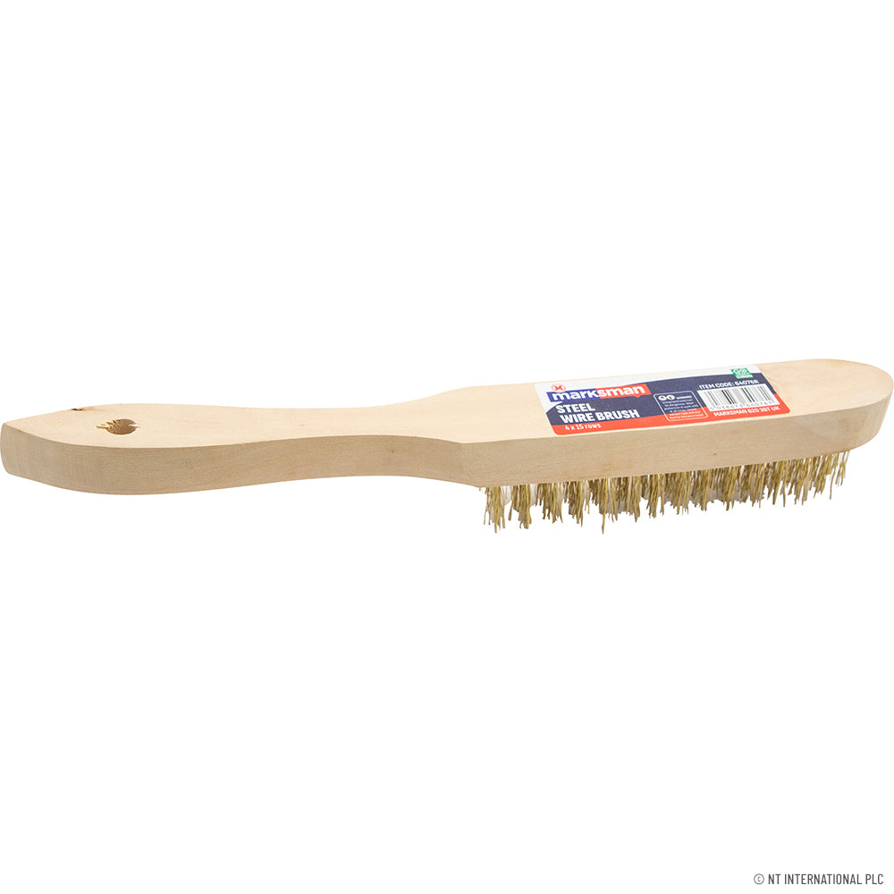 4 Row Wire Brush - Wooden Handle - 10cm
