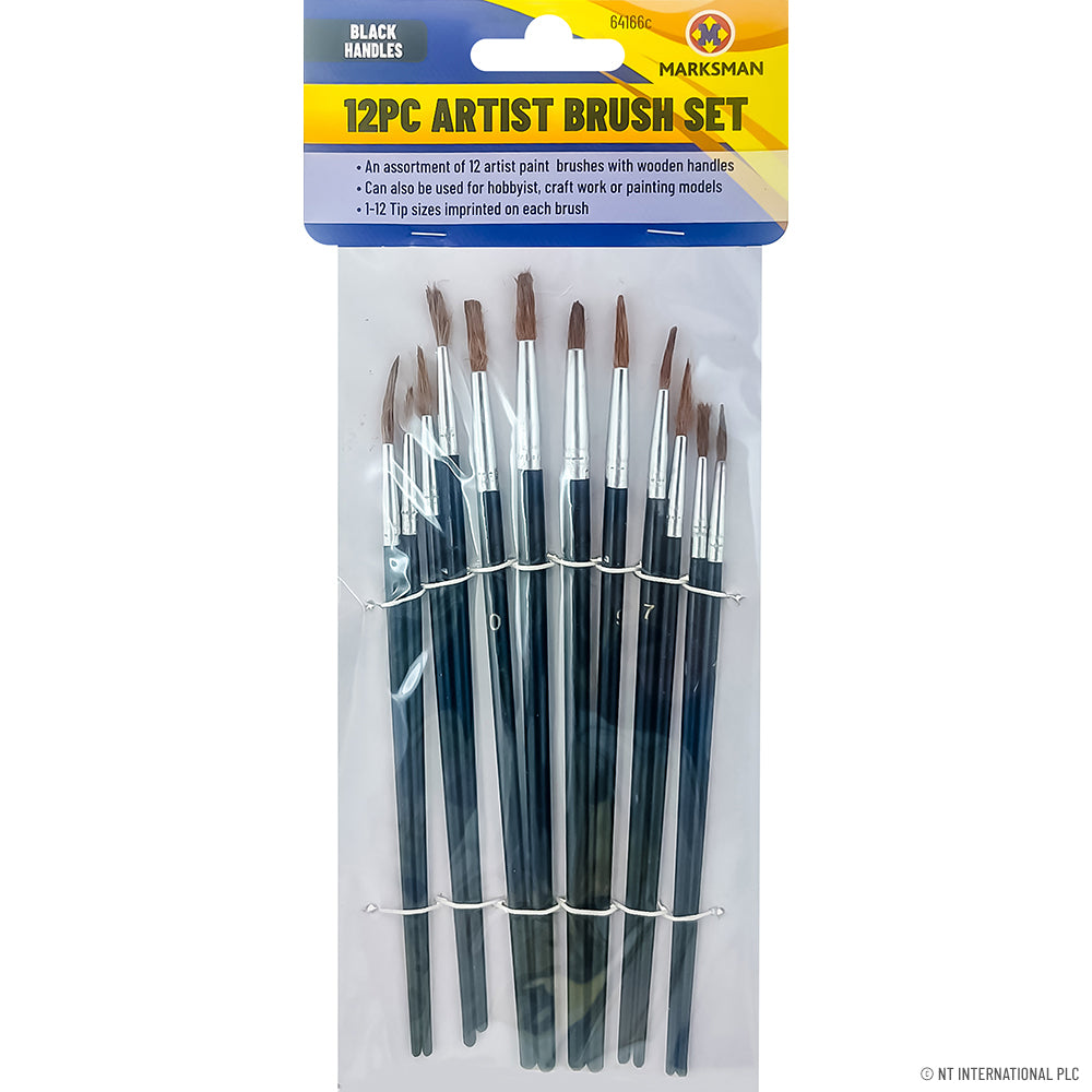 12pc Artist Brush Set - Black