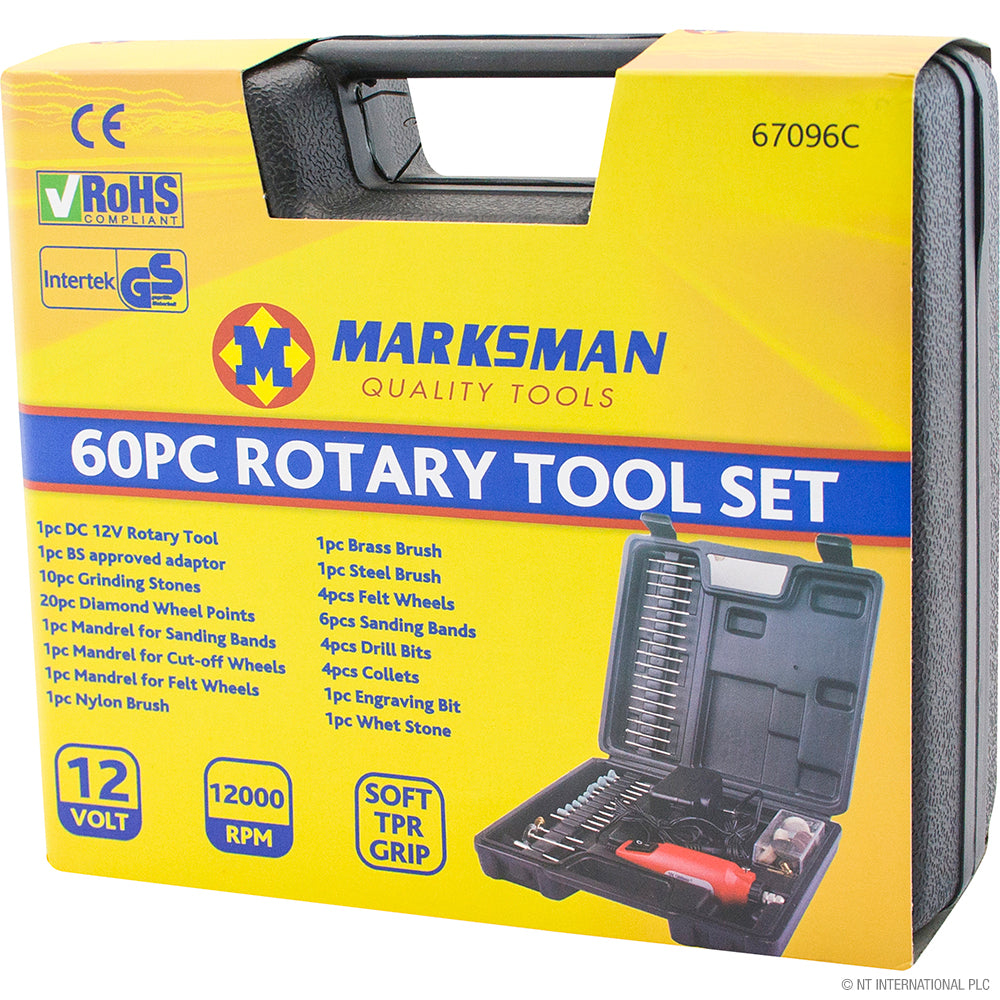 60pc Rotary Tool Set - 12V - Black Case