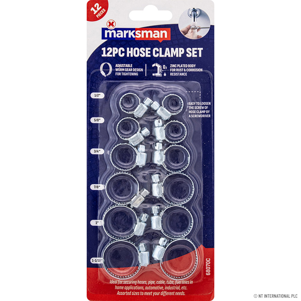 12pc Hose Clamp Set - Assorted Sizes
