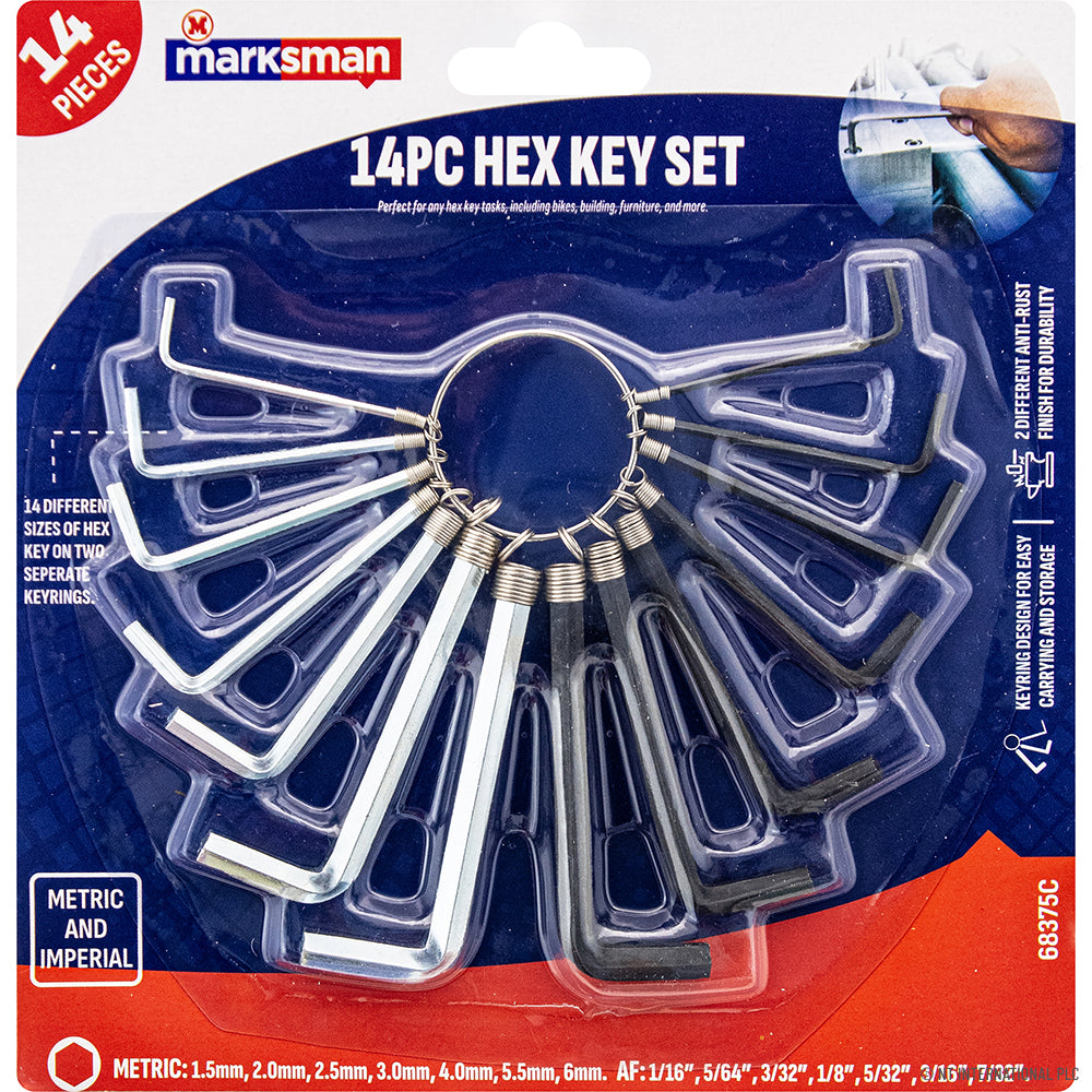 14pc Hex Key Set - Metric & Imperial