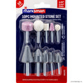 10pc Mounted Stone Set 1/4'' & 1/8'' Shank