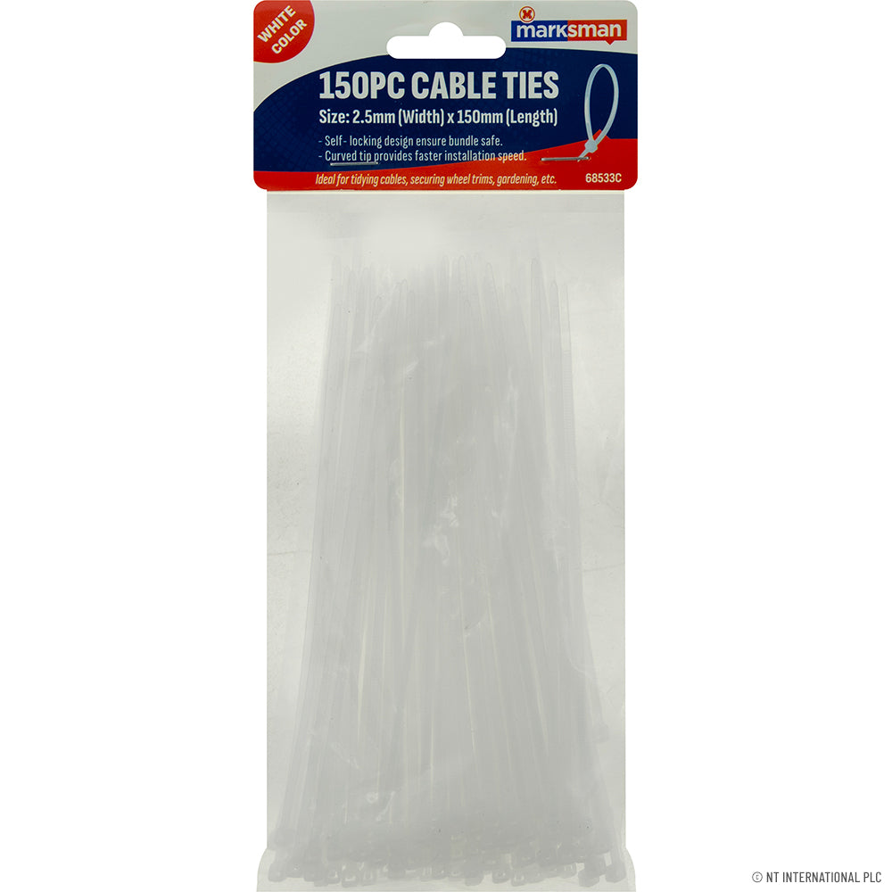 150pc Cable Tie 2.5mm x 150mm - White