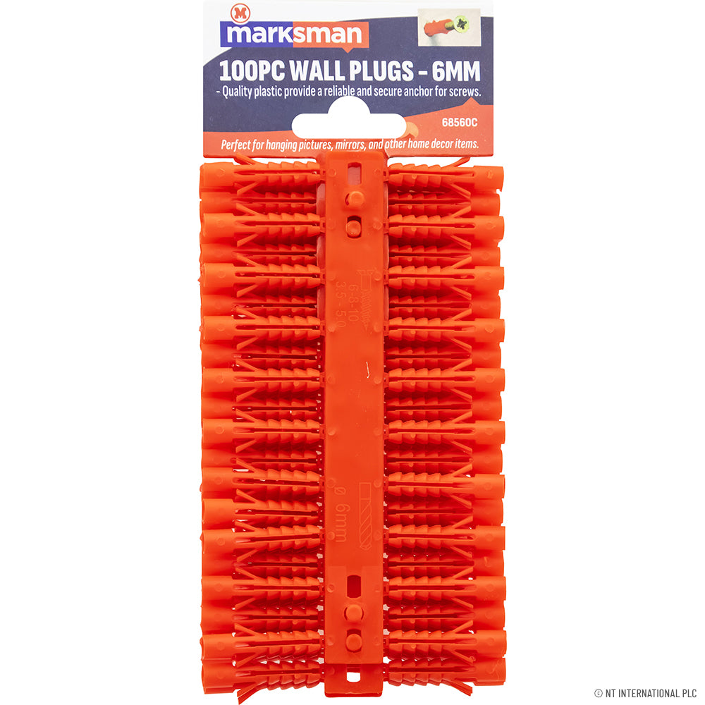 100pc 6mm Wall Plugs - Red