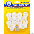 8pc Heavy Duty Wall Hook Set - White