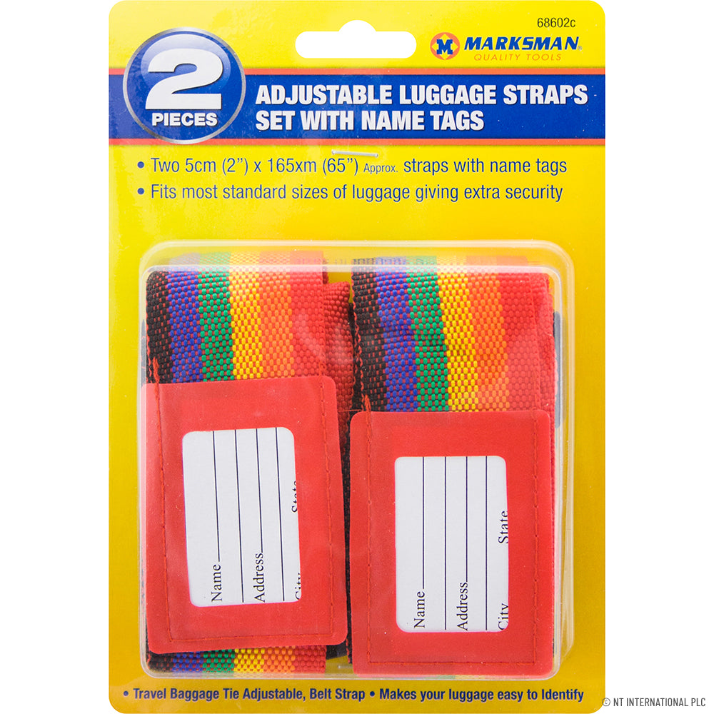 2pc Adjustable Luggage Strap - Name Tags