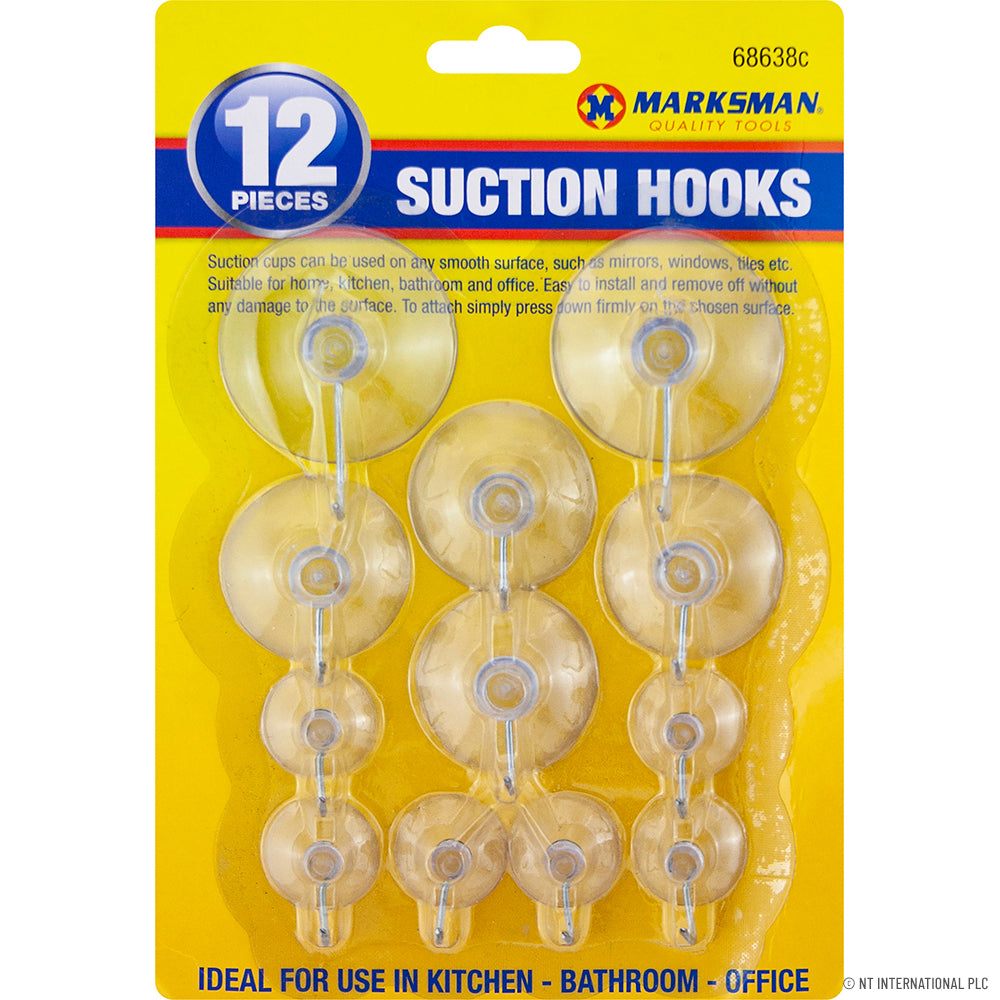 Peak Kit 12pc Assorted Suction Hooks - Clear - Peak Kit