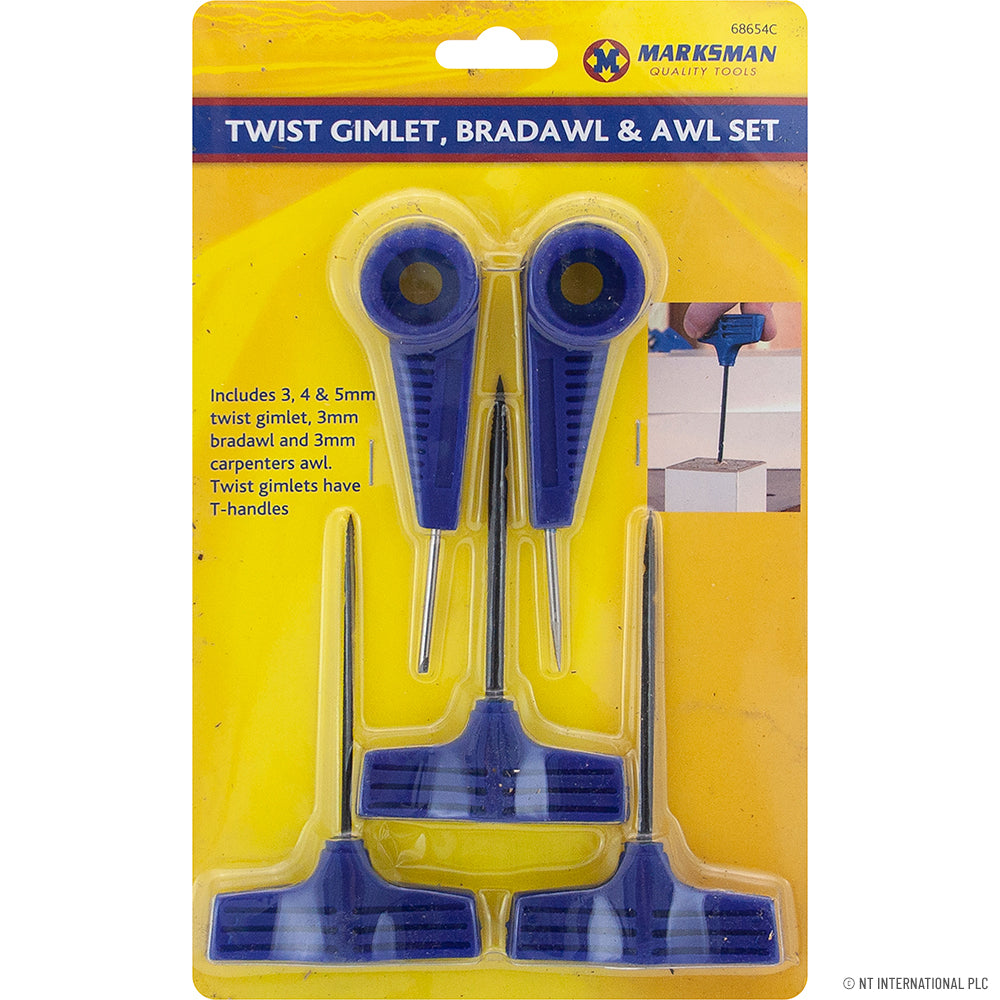 5pc Twist Gimlet Bradawl and Awl Set