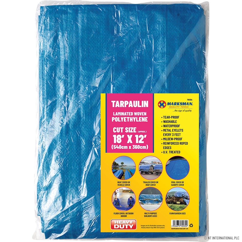 18' x 12' Blue Tarpaulins - 5.4m x 3.6m
