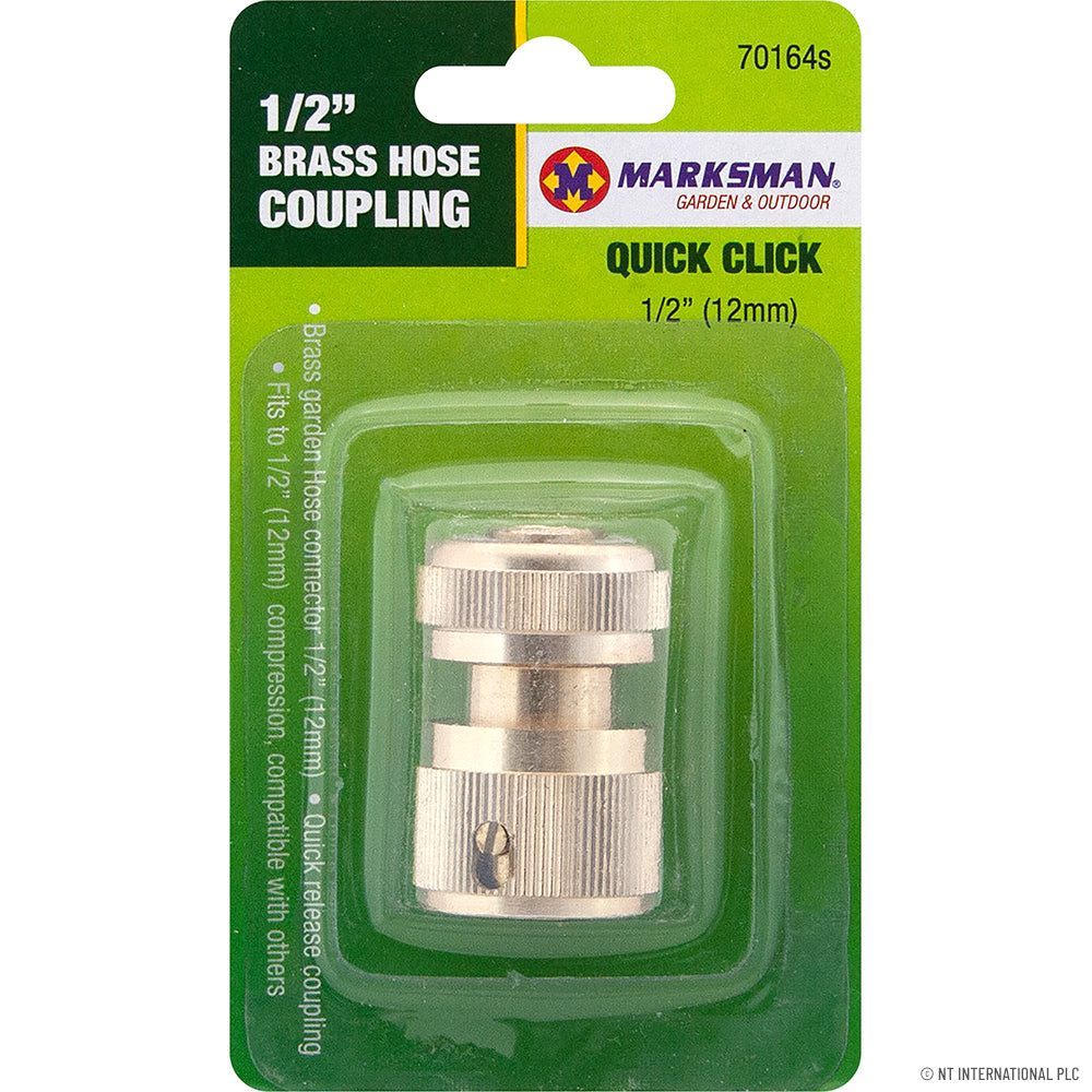 1/2" Quick Click Brass Hose Pipe Coupling - 1