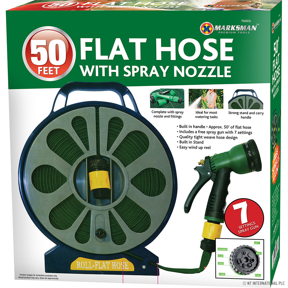 Peak Kit 50ft (15m) Flat Hose with Spray Nozzle - Peak Kit