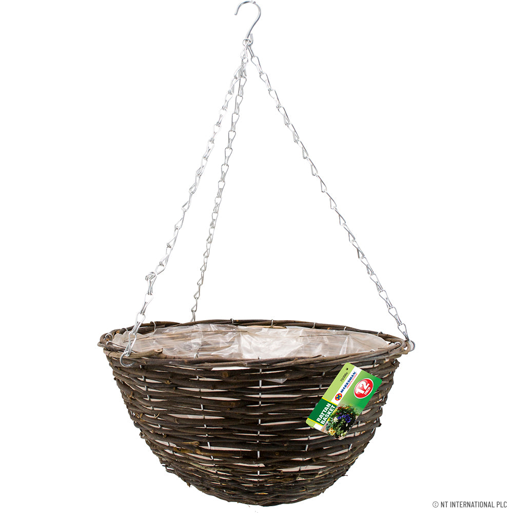 12"/ 30cm Rattan Hanging Basket