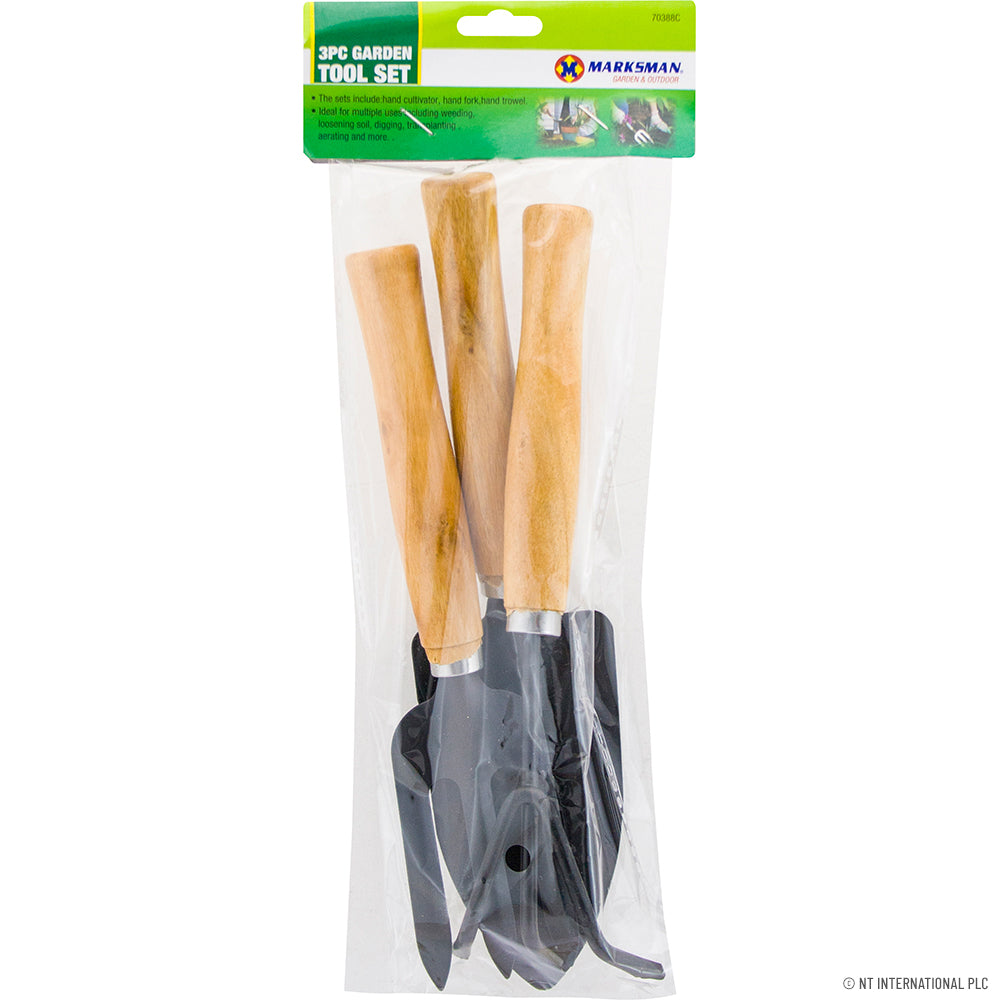 3pc Garden Tool Set - Wooden Handle