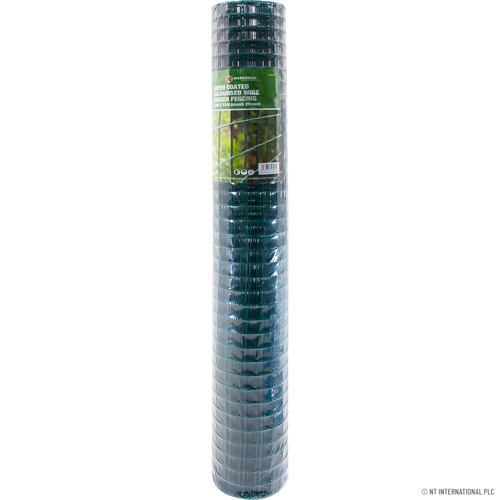 0.9x10m Green PVC Galvanized Netting 25mm SQ