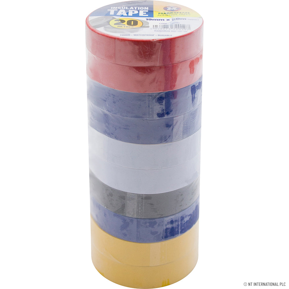 10pk PVC Insulation Tape 19mm x 5m Asst