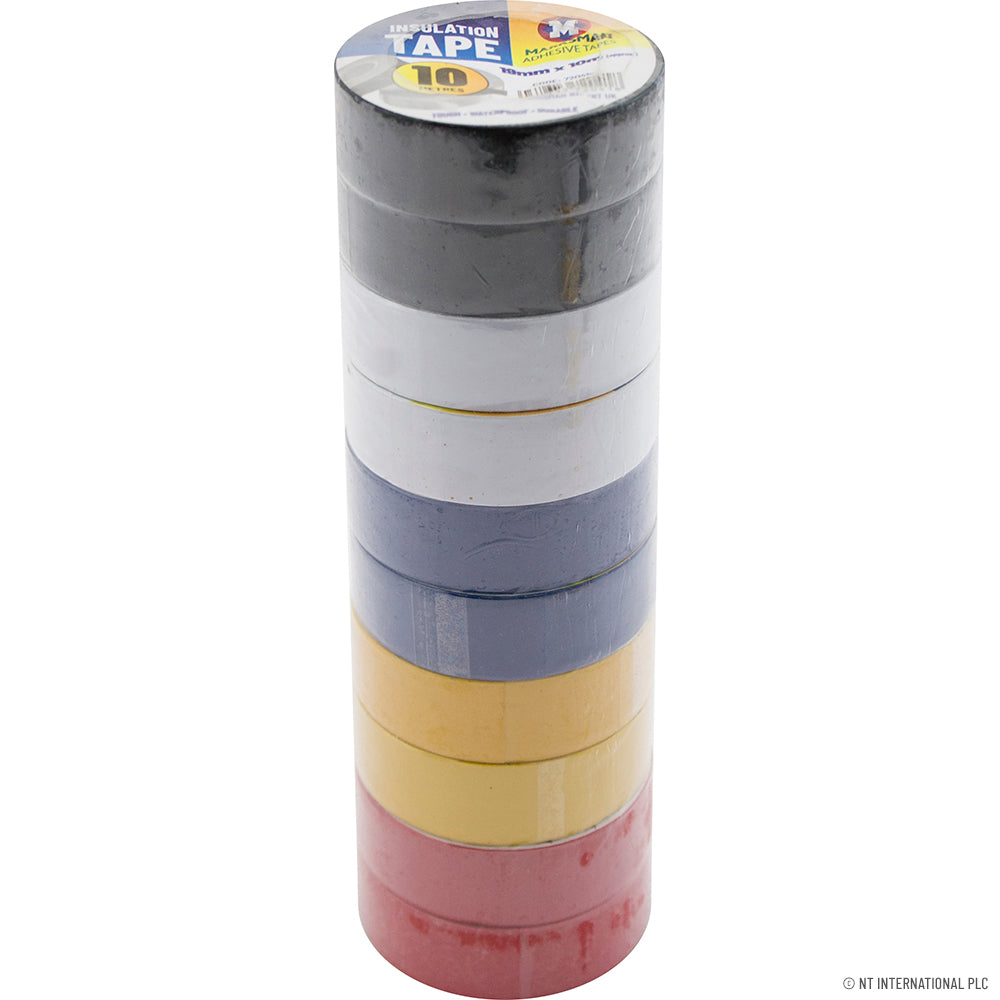 10pk PVC Insulation Tape 19mm x 5m Asst