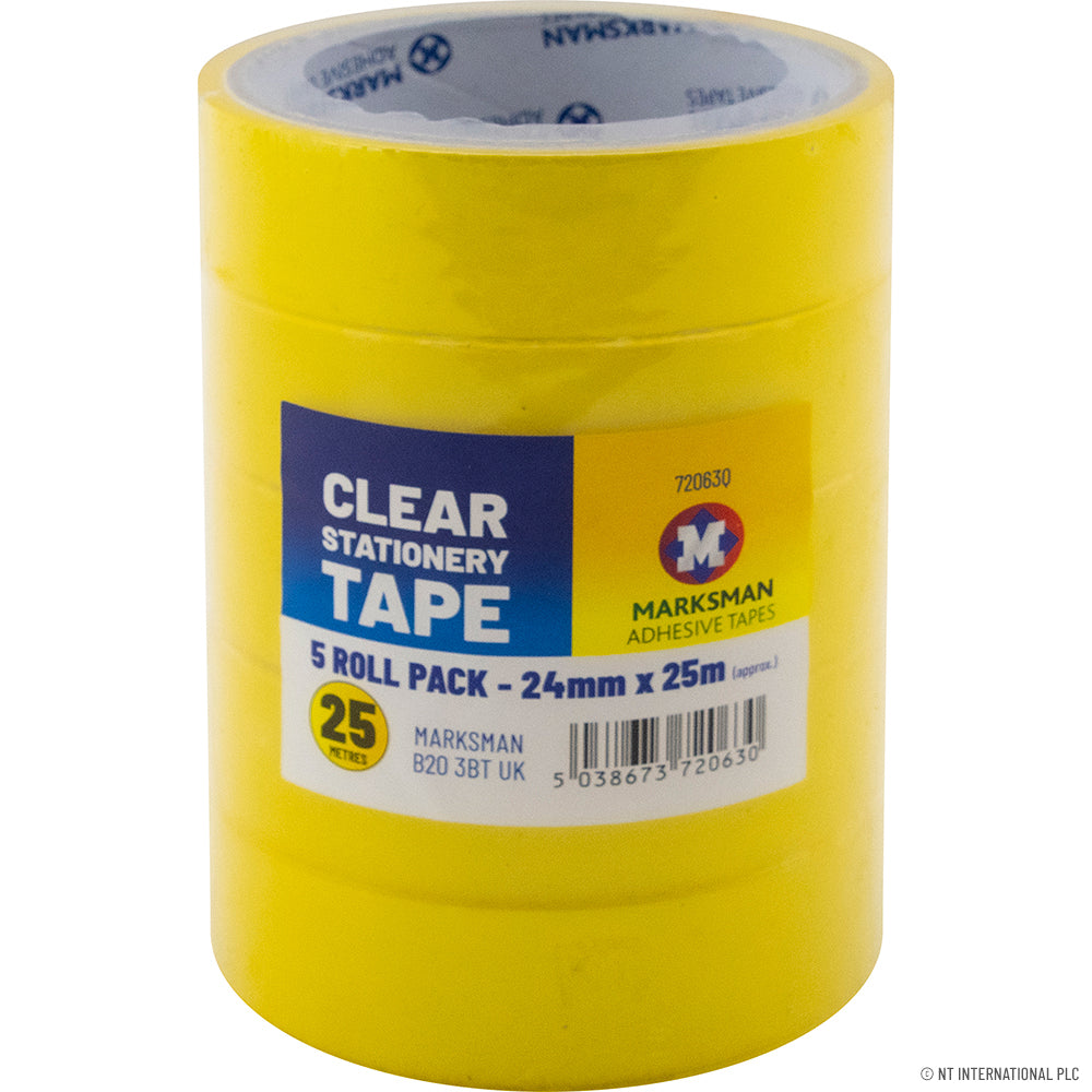 5 Rolls Clear Packing Tape 24mm x 25m