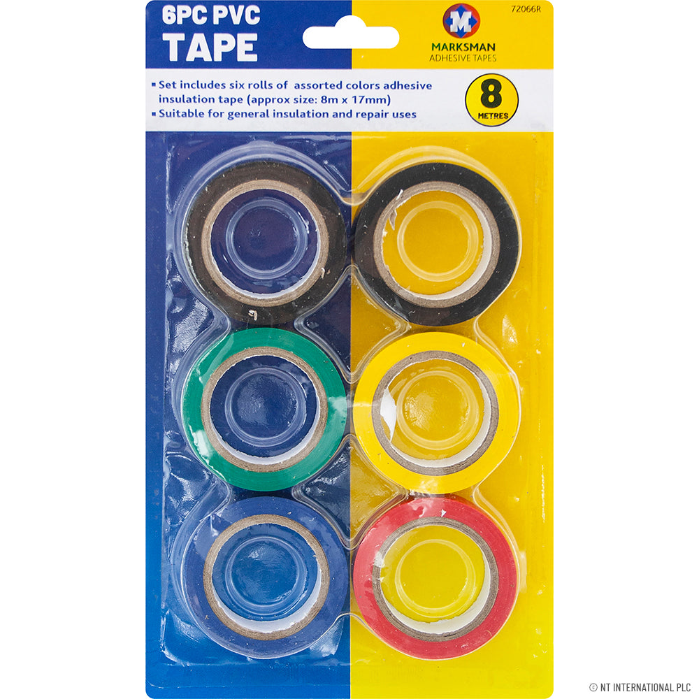 6pc PVC Installation Tape 19mm x 8m - Asst