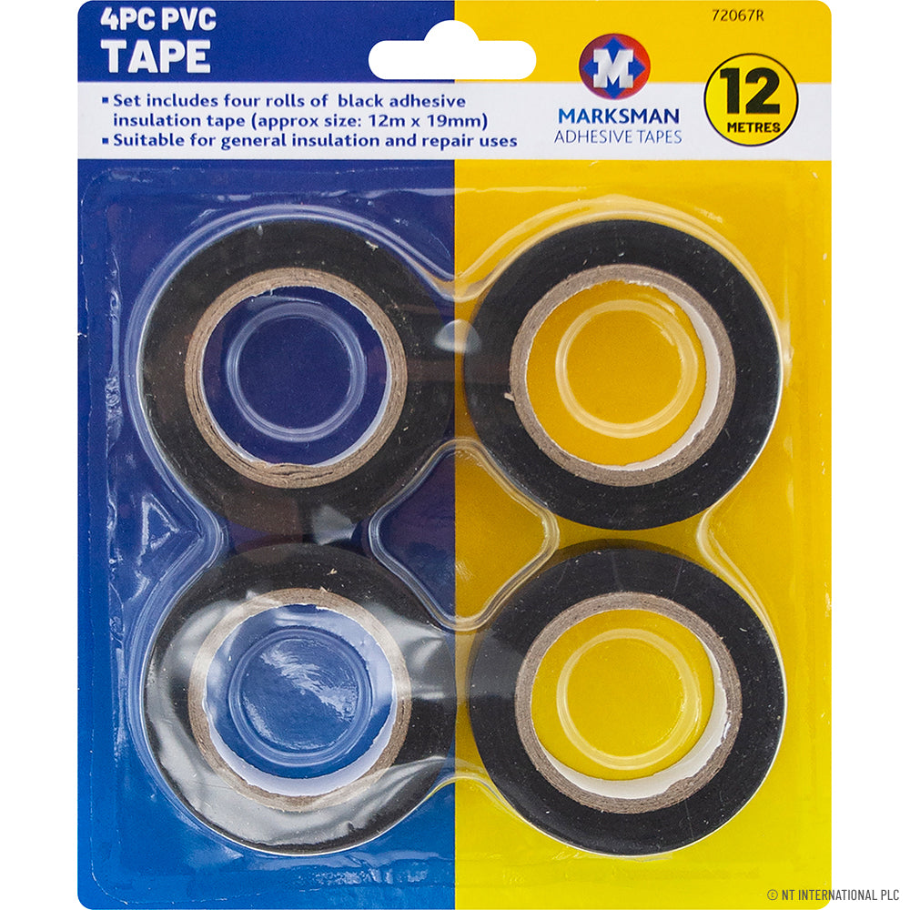 Peak Kit 4pc PVC Black Tape 19mm x 12m - Black - Peak Kit