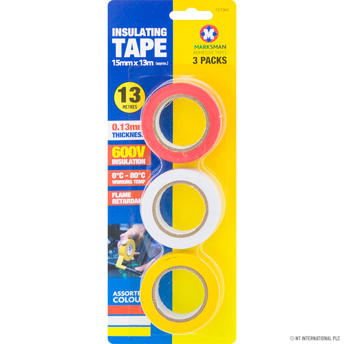 Peak Kit 3 Rolls Insulation Tape 15mm x 13m - Asst - Peak Kit