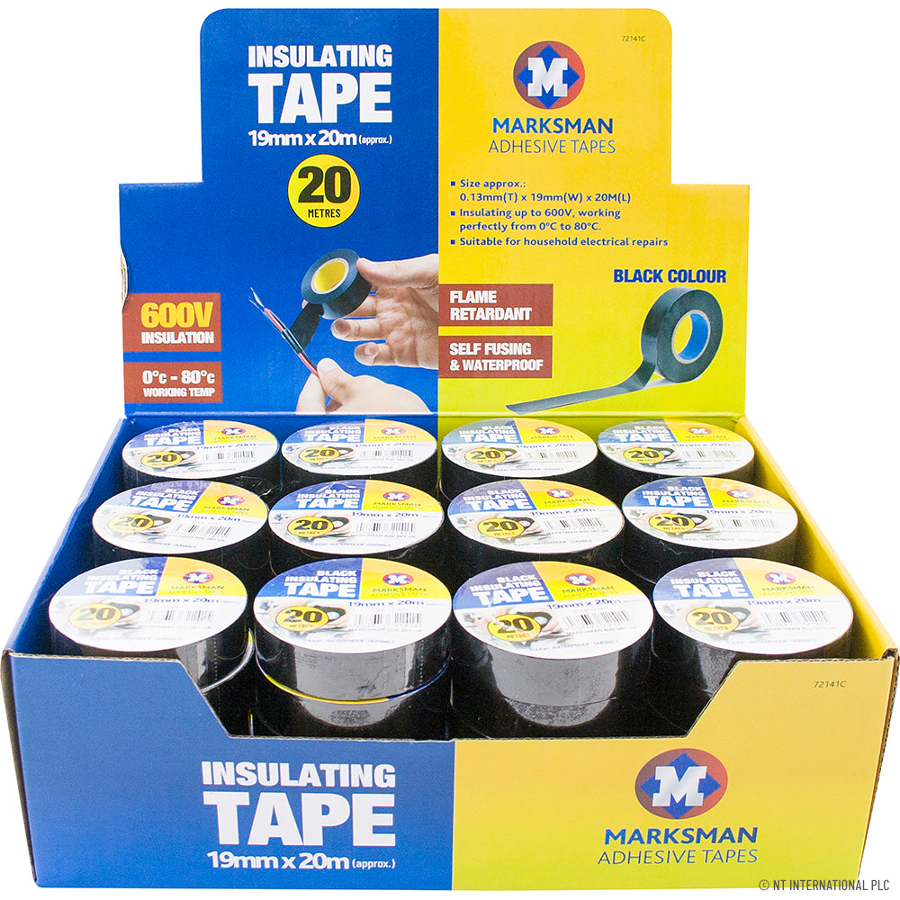 19mm x 20m PVC Insulation Tape In CDU - Black