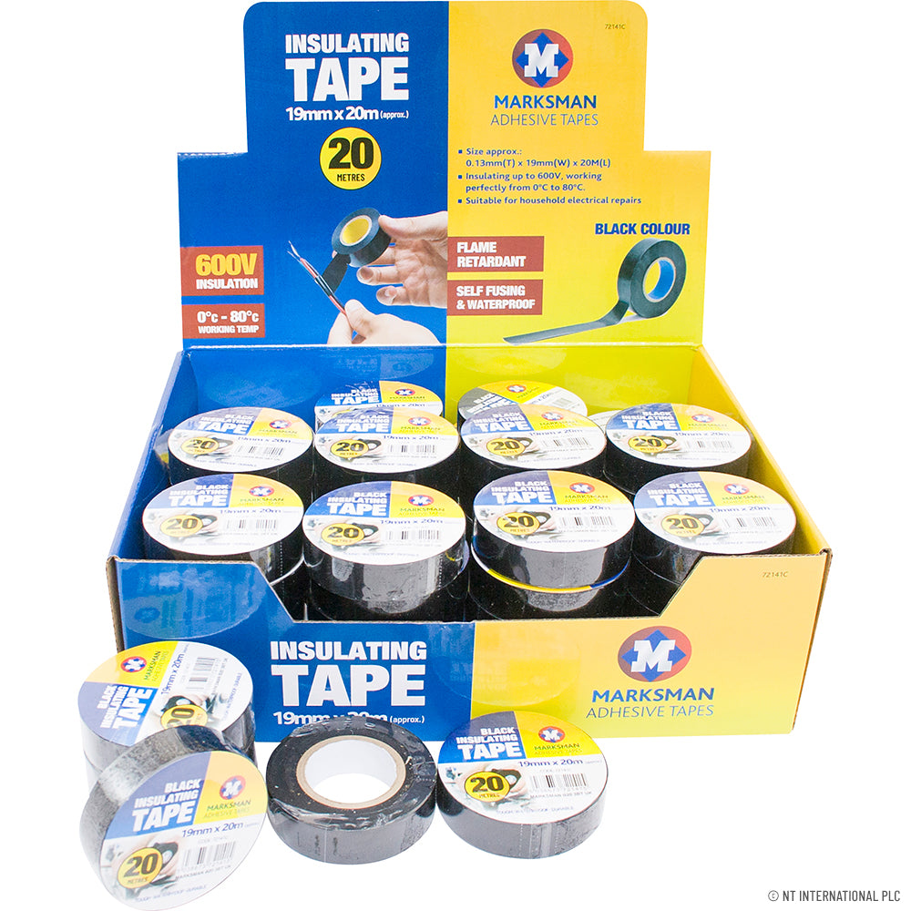 19mm x 20m PVC Insulation Tape In CDU - Black