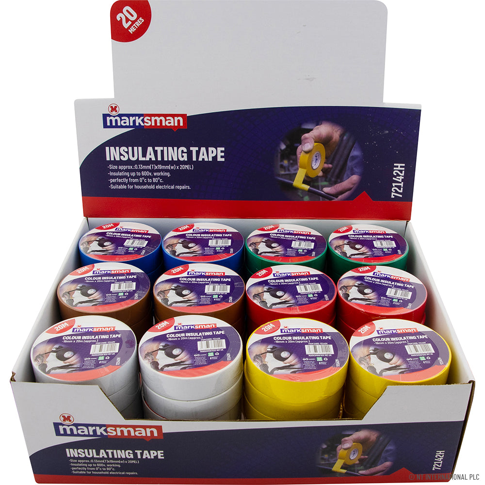19mm x 20m PVC Insulation Tape In CDU - Assor