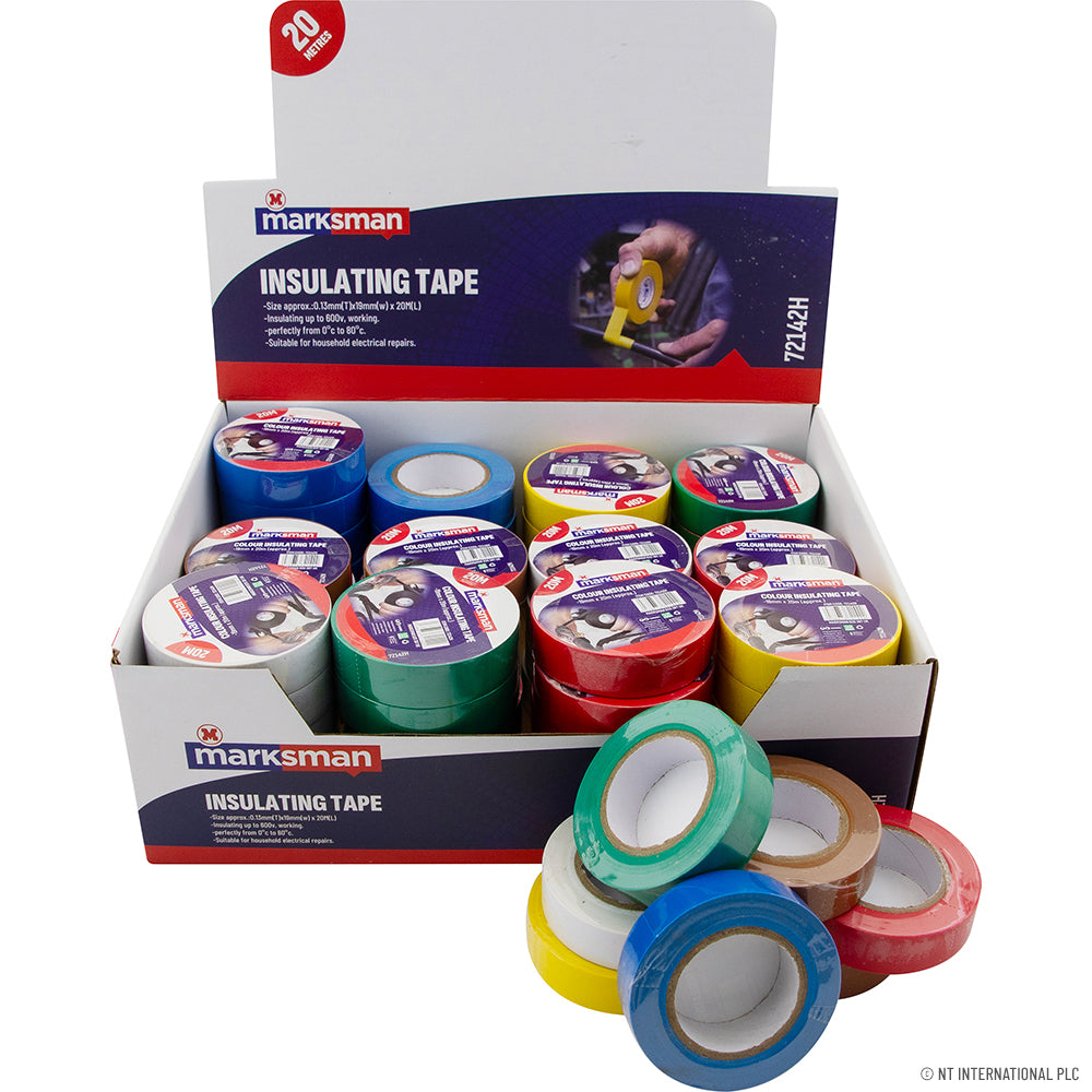 19mm x 20m PVC Insulation Tape In CDU - Assor