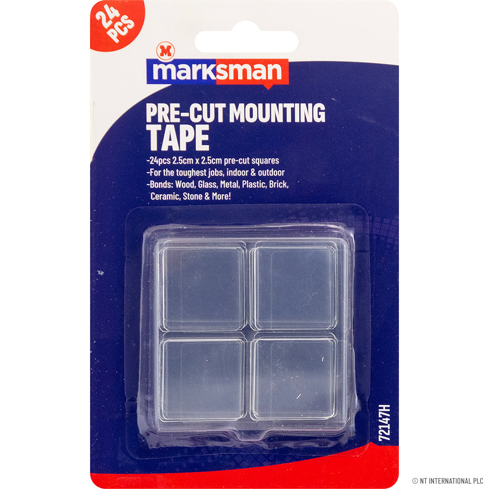 24pc Pre-Cut Clear Mounting Tape Pads 2.5 x 2