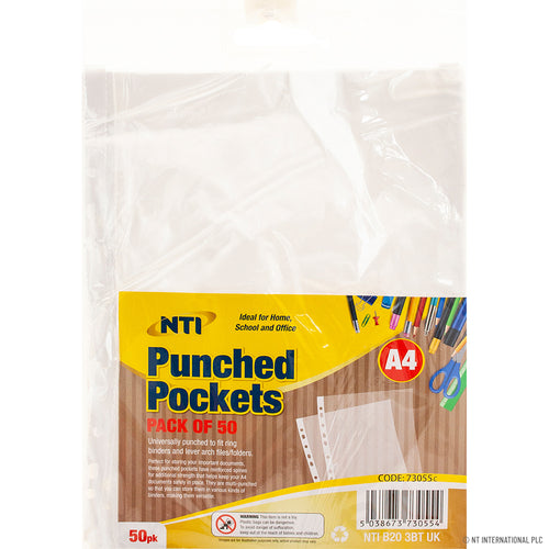 Peak Kit 50pk Clear A4 Punched Pockets - Peak Kit