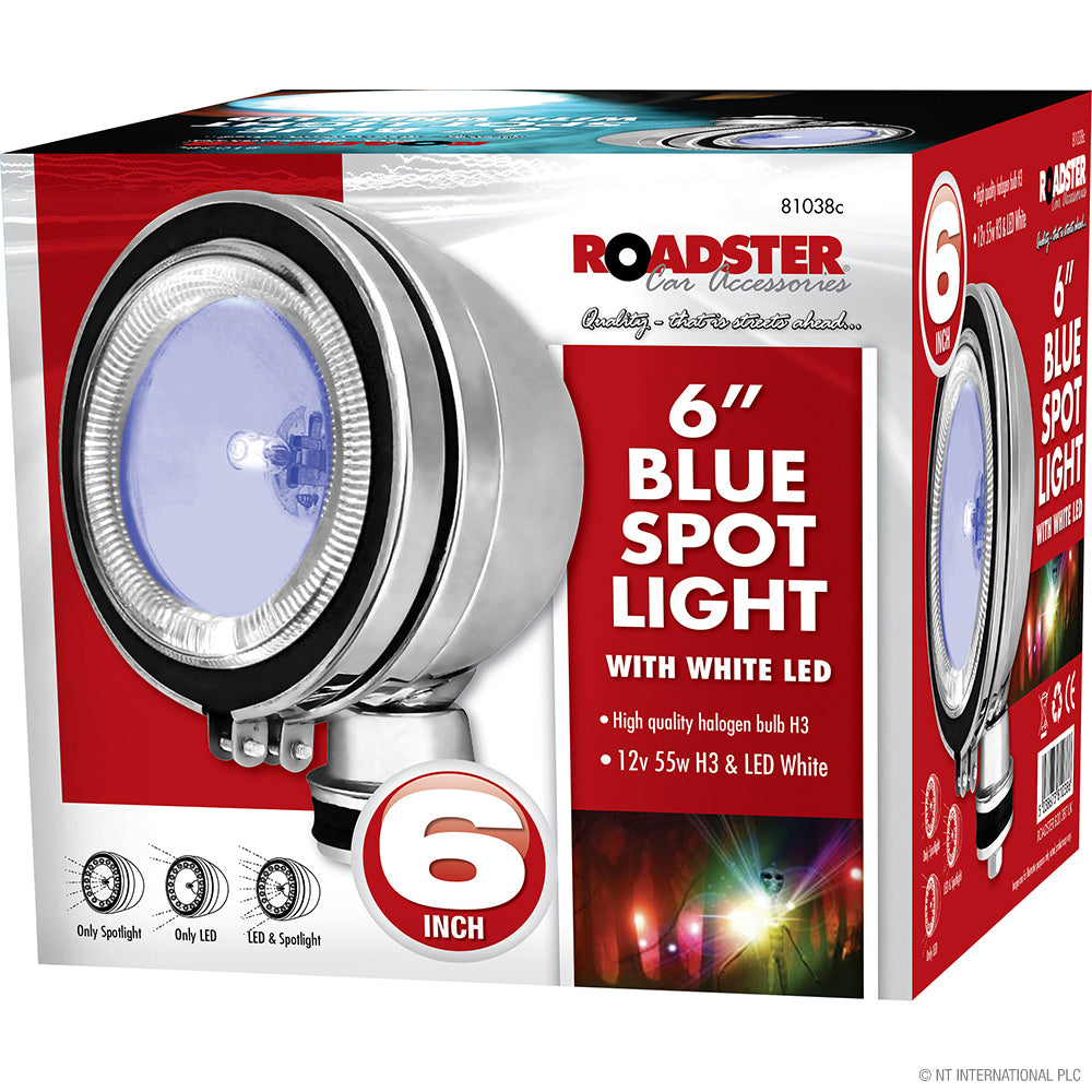 6" Blue Spot Light Lens with White LED Ring