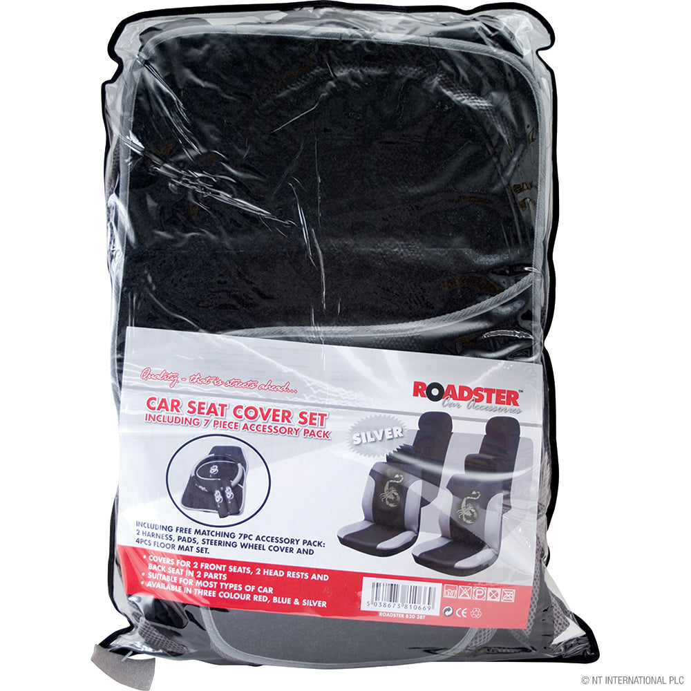 8pc Dragon Seat Cover Black,Airbag